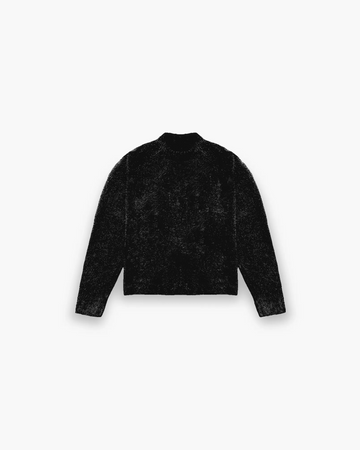 FLUFFY KNIT SWEATER - BLACK Empty Space™